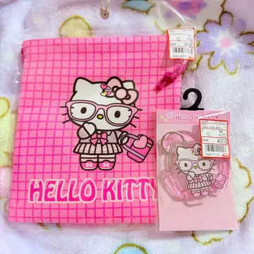 헬로키티 아베일 세트 헤이세이 레트로 아크릴 키링 하트 안경