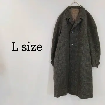 자켓 롱 코트 체스터 코트 남성용 트위드 그린 브라운 겨울용 L