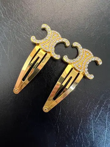 골드 장식 헤어 클립 2개 세트