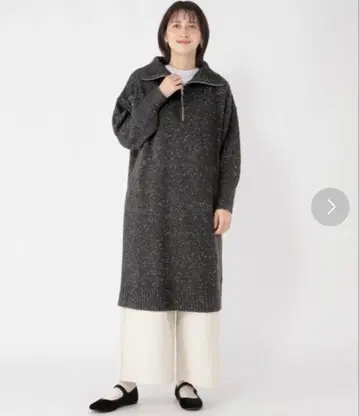 새상품급 [스튜디오 클립] 하프 지퍼 니트 원피스 네프 울 짙은 그레이