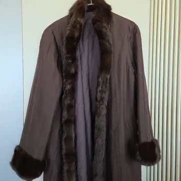 로리스 퍼 실크 오버 사이즈 코트 리버서블 롱 코트