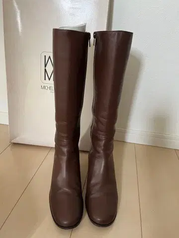 MICHEL KLEIN 브라운 가죽 롱 부츠