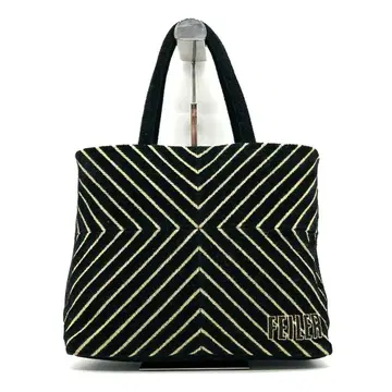 미사용급 페이 골드 토트백 벨로아 스트라이프 로고