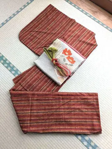 홍차 스트라이프 코몬 아이즈 목화 또는  쇼와 빈티지 앤티크