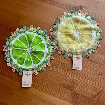 미사용 새상품 긴자와 레이스점 타월 손수건 레몬 & 라임 2장 세트
