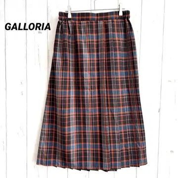 갤러리아 롱 플리츠 스커트 체크 무늬 [ L ] 허리밴딩 루즈핏