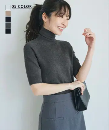 BASEMENT online 반팔 터틀넥 니트