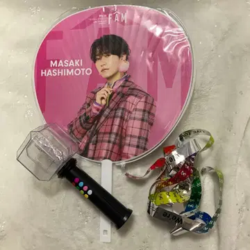 timelesz 하시모토 마사키 부채와 응원봉 세트 은색 테이프 포함