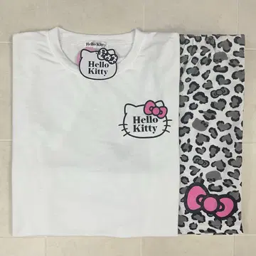 헬로키티 돈키 한정판 반팔 상하의 세트 룸웨어 레오파드 무늬 블랙 L