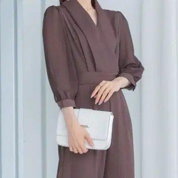 택 포함 새상품 [ DRESS + ] 올인원 브라운 팬츠 드레스 포멀