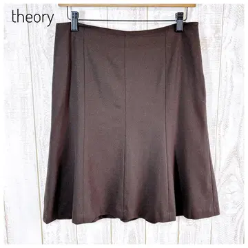 [ 일본제 ] 울 혼방 띠어리 플레어 스커트 오피스 캐주얼 브라운 M