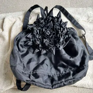 [백팩/냅색] 블랙 꽃 장식