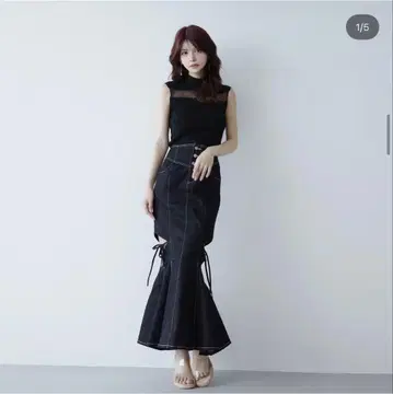 randy 컷 아웃 머메이드 데님 스커트 랜디