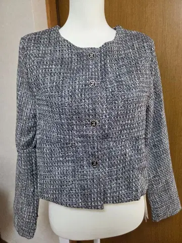 노카라 트위드 자켓 그레이 계열