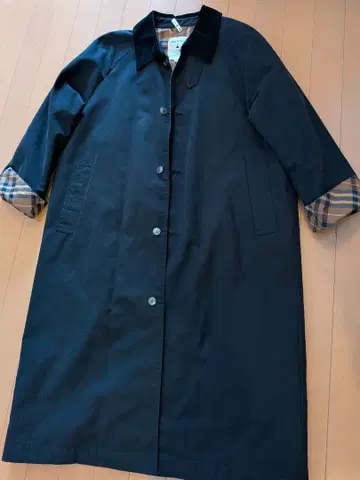 코듀로이 옷깃 체크 안감 트렌치코트