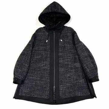 THE RERACS 리라 트위드 후디드 코트 블랙 프리