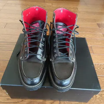 EVISU 가죽 하이컷 부츠 블랙 빨간색 내부 25cm