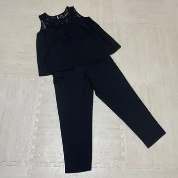 블랙 레이스 디자인 팬츠 셋업 파티 드레스