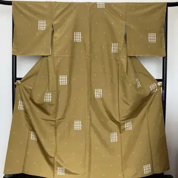 츠무기 겨자색 십자가 무늬 미사용품 특B