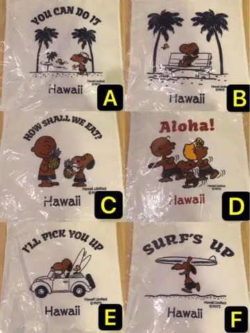 하와이 한정판 디자인 일광화상 스누피 손수건 핸드 타월 6종 세트