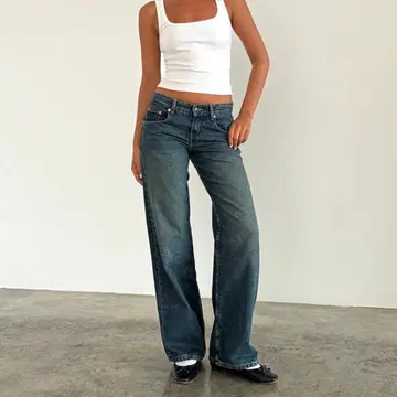 모텔 락스 로우라이즈 스트레이트 청바지 모텔락