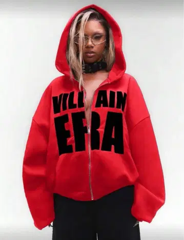 로고 집업 후디 빨간색