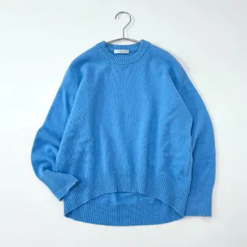 MACPHEE 라무 캐시미어 크루넥 풀오버 블루