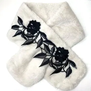 택 포함 새상품 긴자와 레이스 플라워 레이스 퍼 머플러 숄