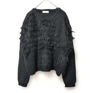 인터하우스 interhouse 블랙 니트 샤기 풀오버