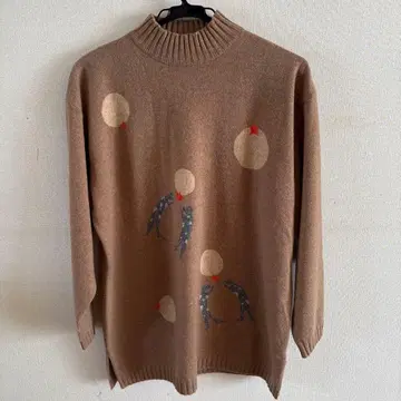 이탈리아제 캐시미어 100% 모크넥 스웨터 베이지 L