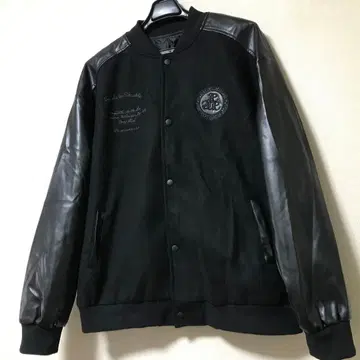 울 소재 소매 인조 가죽 바시티 자켓 2XL [새상품급]