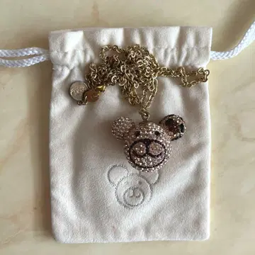 크리스탈 곰 얼굴 펜던트 목걸이