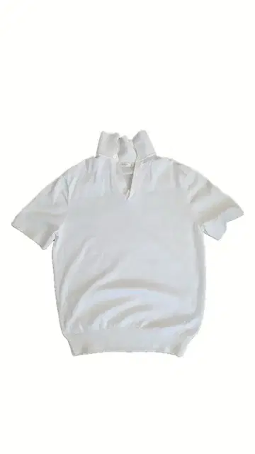 SUITSUPPLY 화이트 V넥 피케 셔츠 L