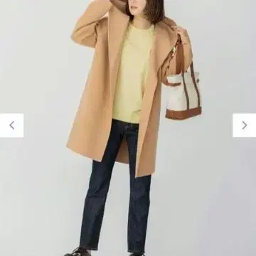 새상품 23구 울 리버 후드 부착 미들 기장 코트