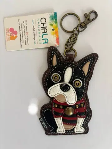 Chala 개 모양 가죽풍 참 키링 프렌치불도그