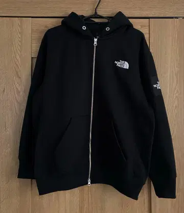 THE NORTH FACE 남성용 스퀘어 로고 풀 집업 블랙 속기모