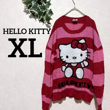 헬로키티 [XL] 스트라이프 스웨터 빨강 핑크 귀여운