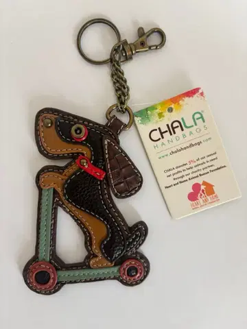 Chala 개 모양 가죽풍 참 키링 닥스 킥보드