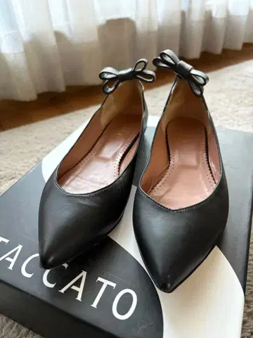 RED 블랙 리본 플랫슈즈