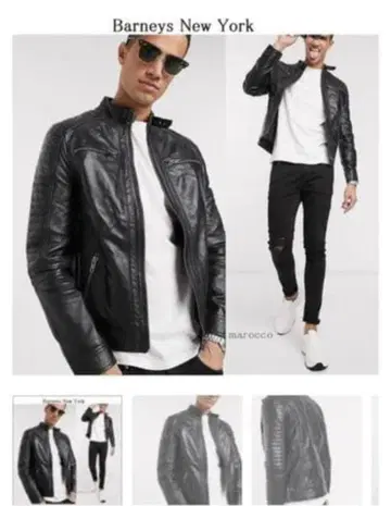 바니스 오리지널스 블랙 가죽 라이더 자켓