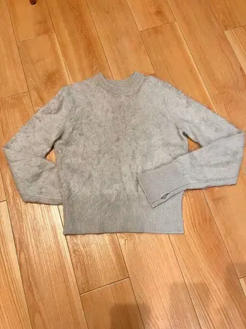 CITY 퍼 캐시미어100 숏 기장 니트 그레이지