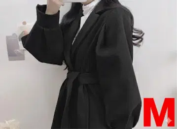 리본 벨트 포함 숏코트 여성용 아우터 자켓 블랙