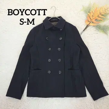 포이 코트 여성용 피코트(S-M) 더블 프레스 네이비 울 혼방