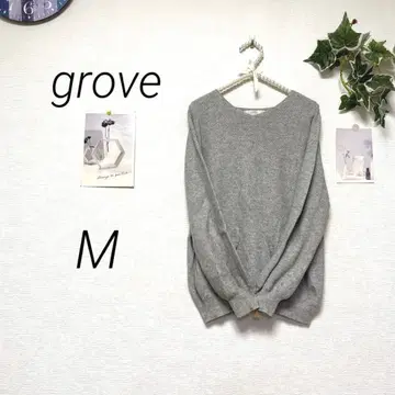 8795-1 그로브 grove 니트 스웨터 M 레이온 혼방 무지
