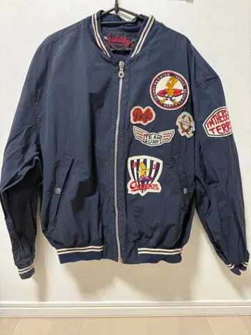 바트 심슨의 빈티지 바시티 자켓 네이비