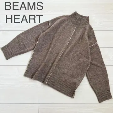 BEAMS HEART 링킹 니트 하이넥 스웨터