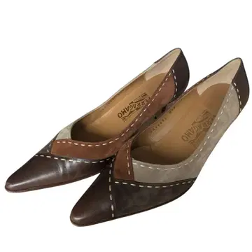 이탈리아제 Ferragamo 페라가모 브라운 하이힐 24 펌프스 7C