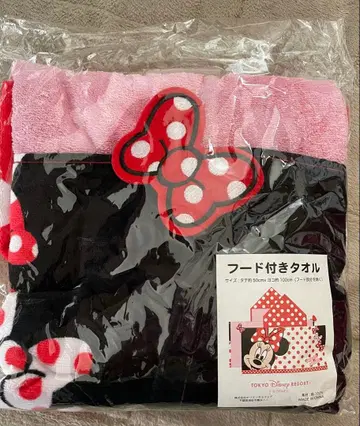 미니 마우스 후드 부착 타월 약 50cm x 100cm