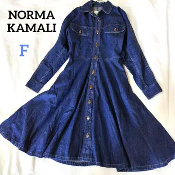 노마 카말리 데님 롱 원피스 긴팔 플레어 인디고 블루 레나운