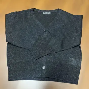 블랙 라메 믹스 가디건